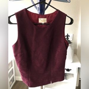 Cache Suede Maroon Top and Skirt
